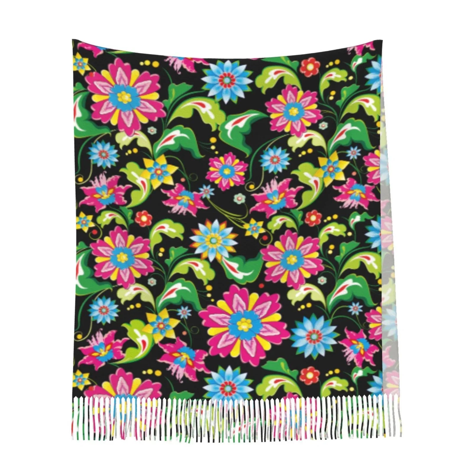 Bingfone Soft Cashmere Feel Scarf For Women Elegant Art Print Winter Warm Scarves Large Shawl Wrap Gifts- Vector Mexican Otomi Style Bright