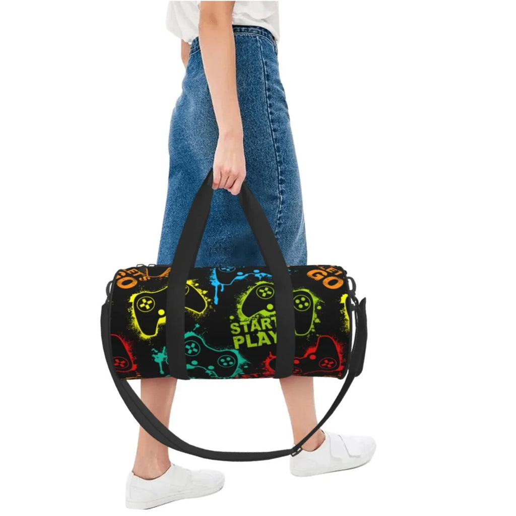 Coaee Play Game Start Large Capacity Travel Luggage Bag Cylinder Gym Bag Waterproof Sports Bag with Pocket and Compartment