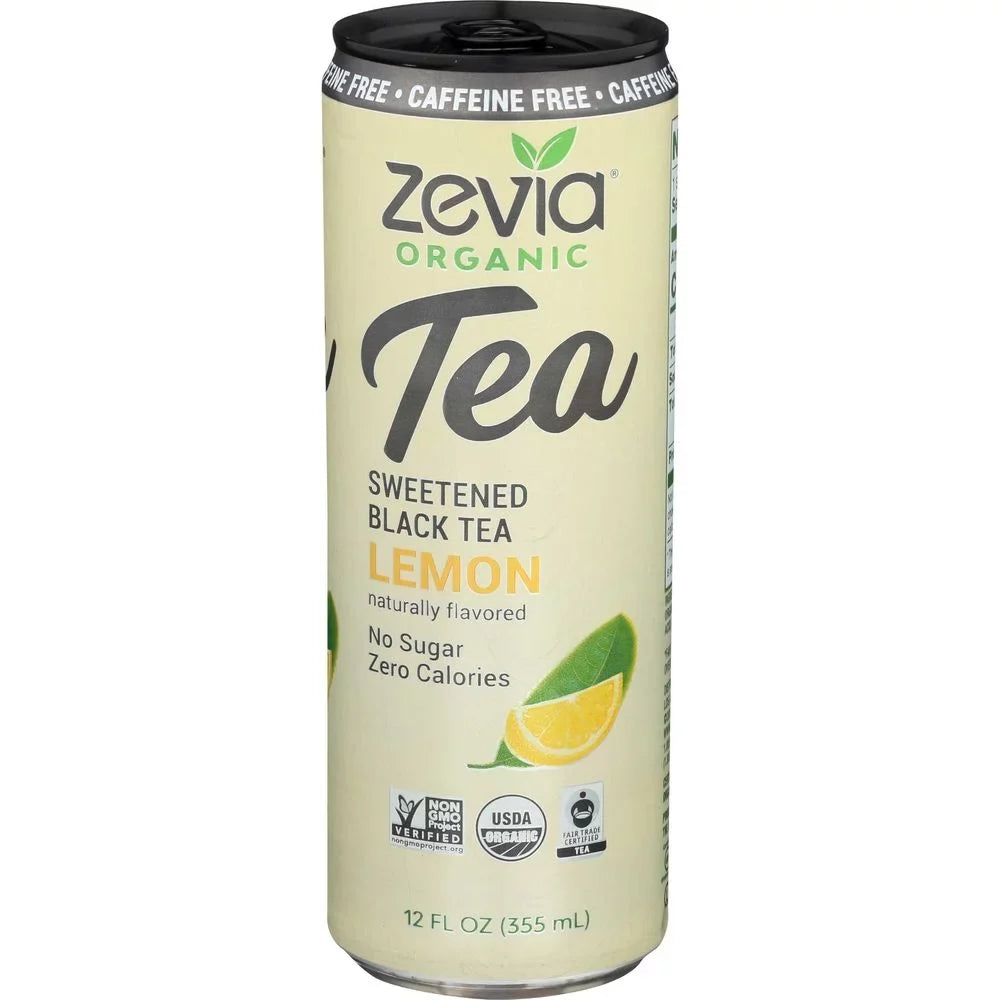 Zevia Organic Caffeine Free Lemon Sweetened Black Tea, 12 Fluid Ounce -- 12 per Case.
