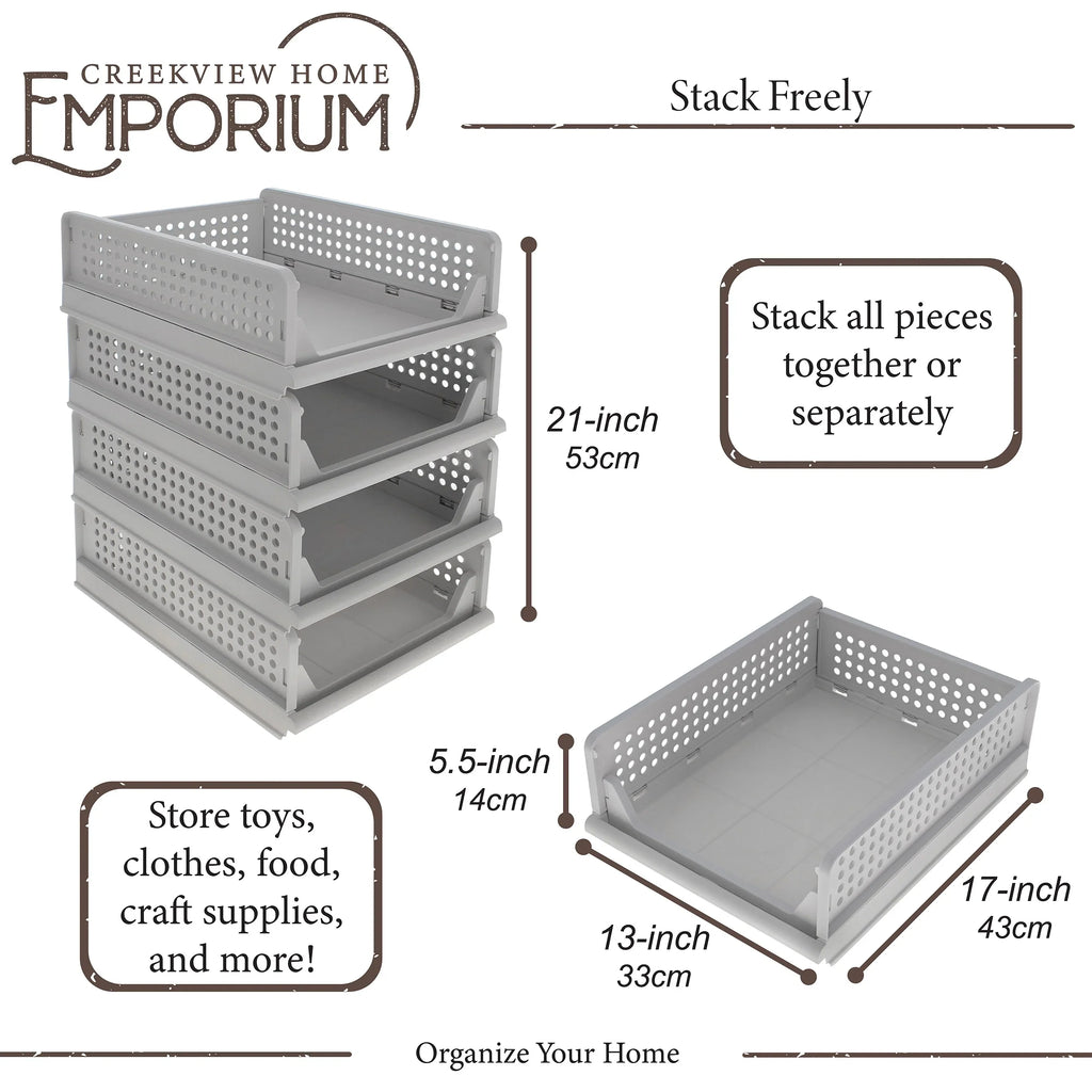 Creekview Home Emporium Stacking Drawer Organizer - 4 Plastic Stackable Drawers