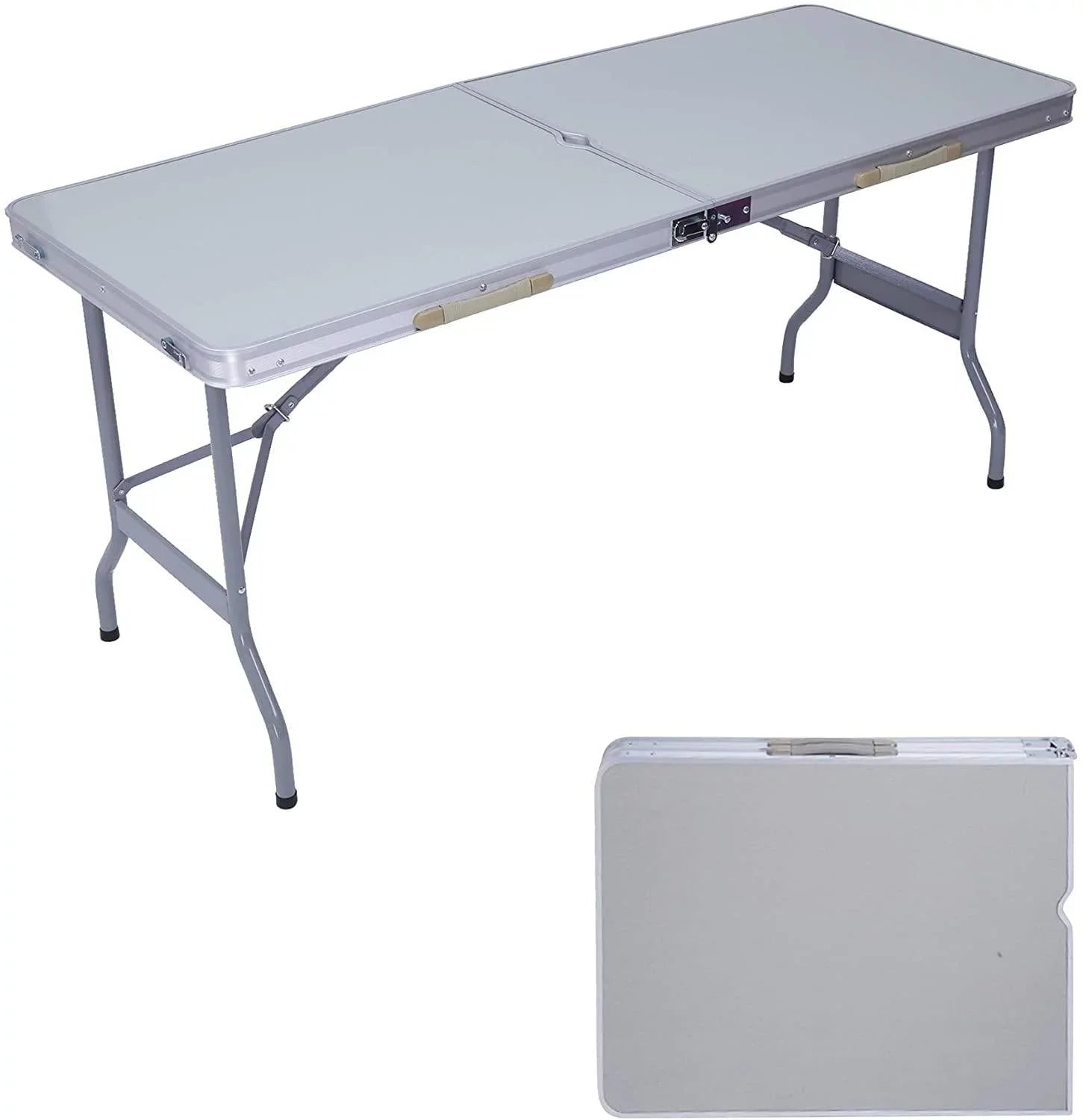 Mydepot Portable Folding Aluminum Picnic Table, Umbrella Hole, Compact, Carry Bag, Camping