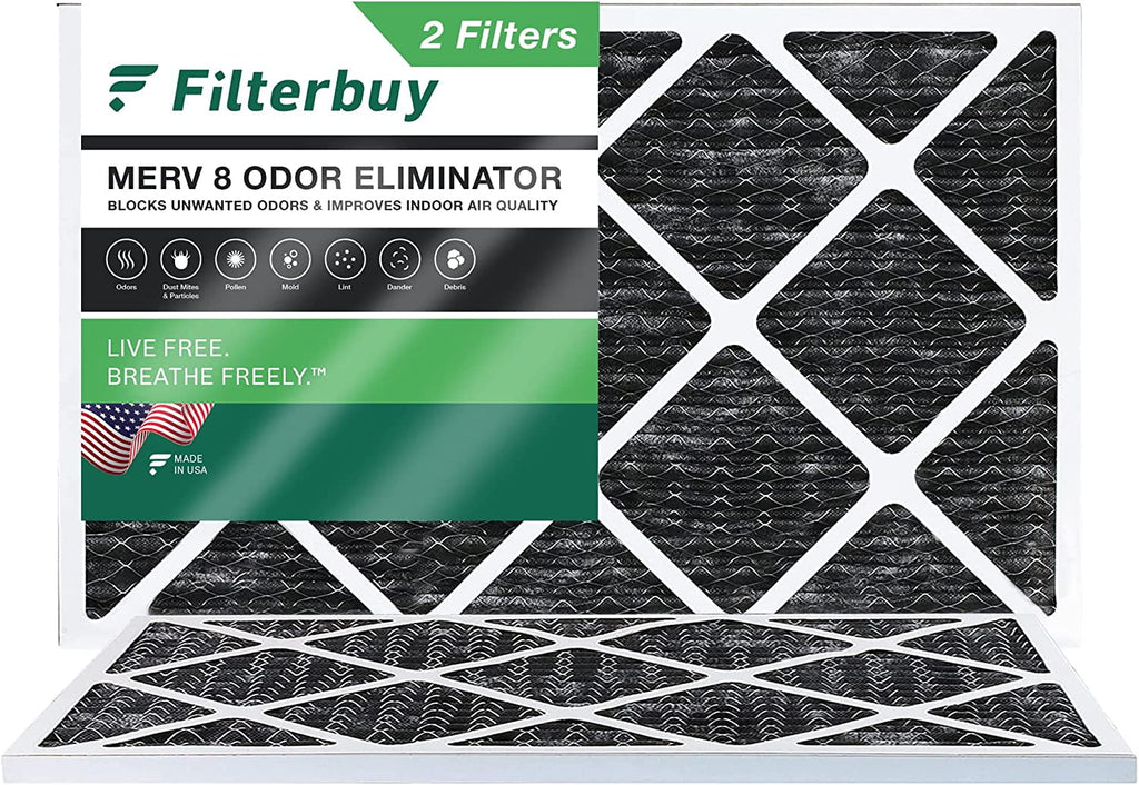 Filterbuy 10x24x1  8 Odor Eliminator Pleated   Furnace Air Filters with Activated Carbon (2-Pack)