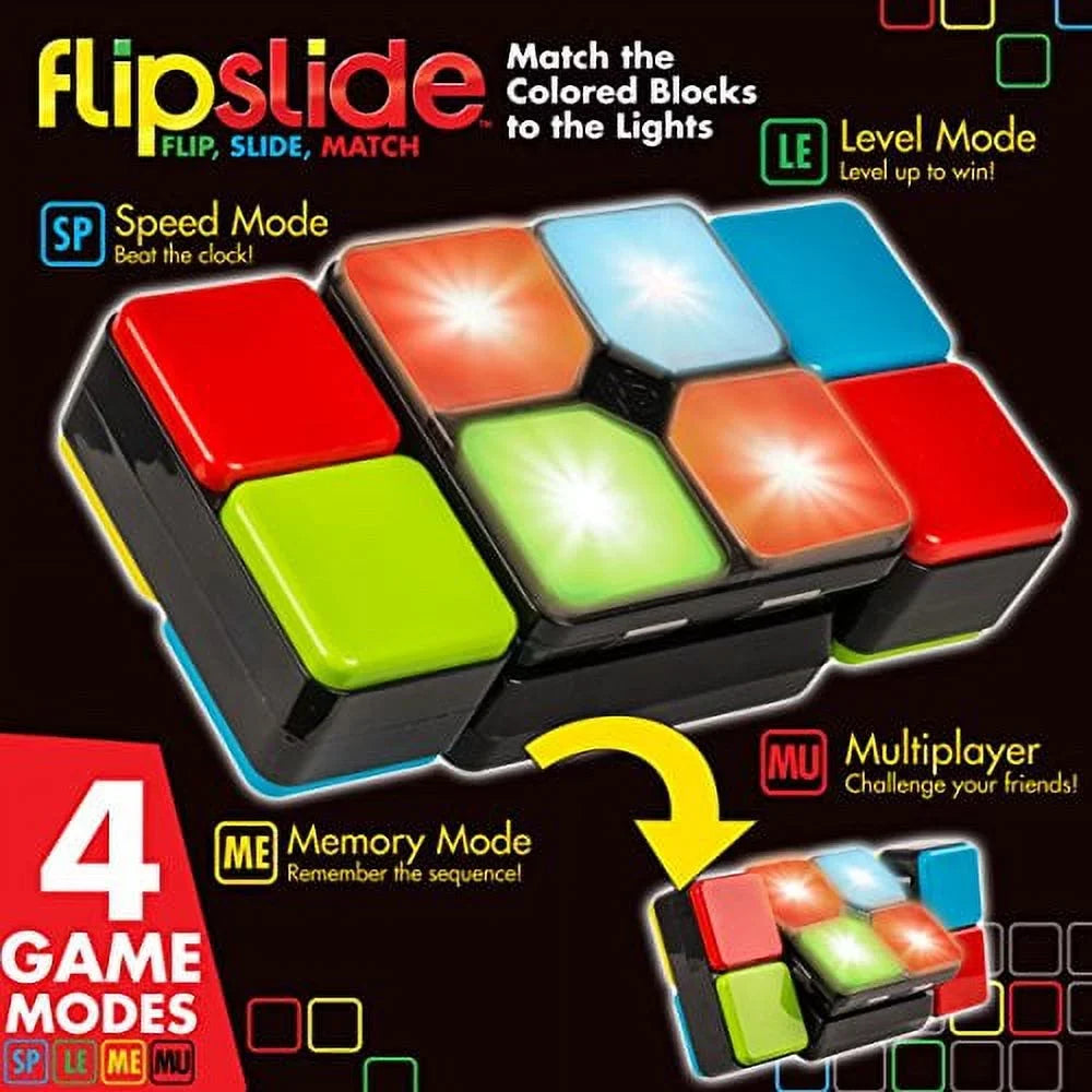 Flipslide Game, Electronic Handheld Game | Flip, Slide, And Match The Colors To Beat The Clock - 4 Game Modes - Multiplayer Fun