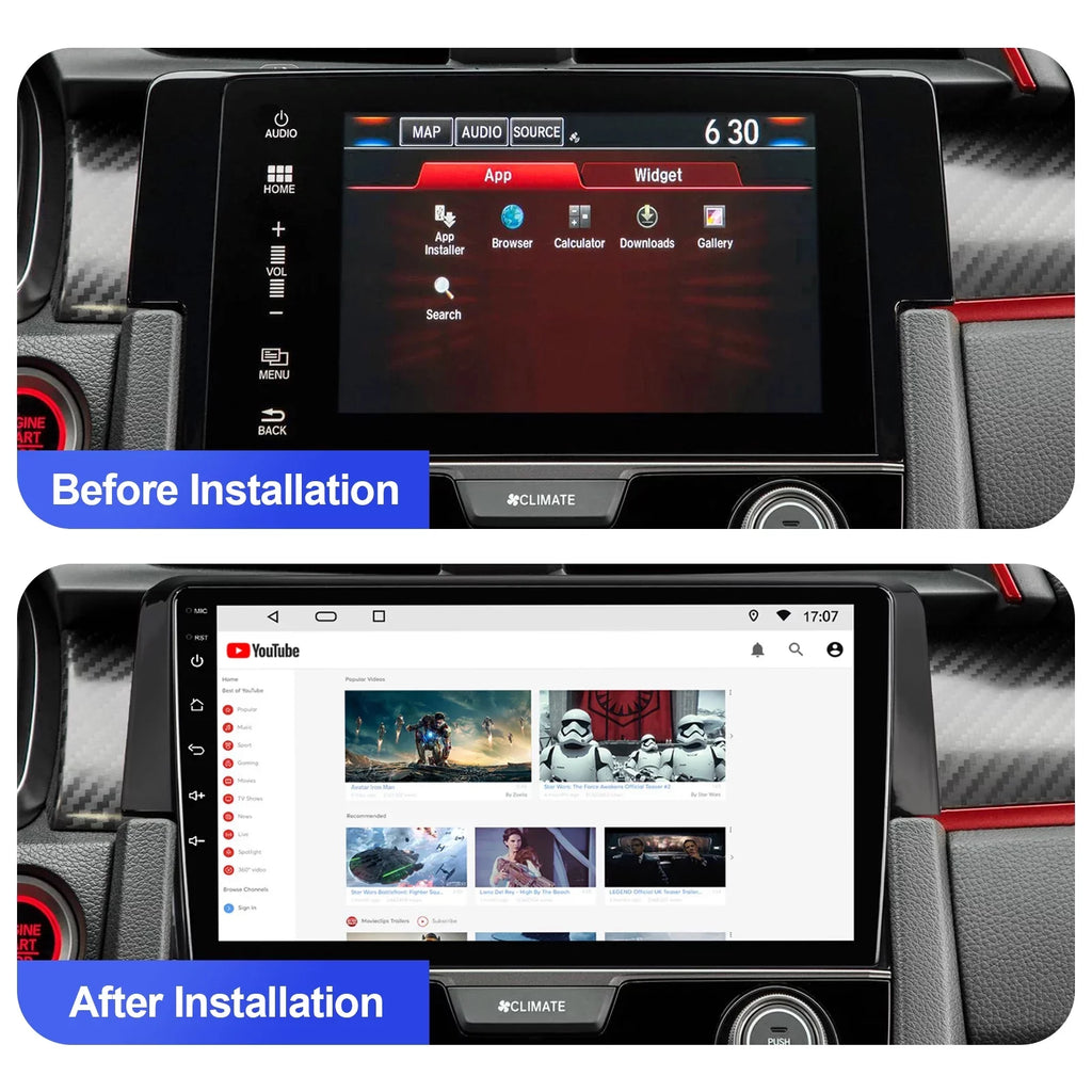 6+128G Android 12 Double Din Car Stereo for Honda Civic 2016-2020 with 9 Inch Touchscreen Radio Built-in Wireless Carplay/Android Auto -in  Backup Camera