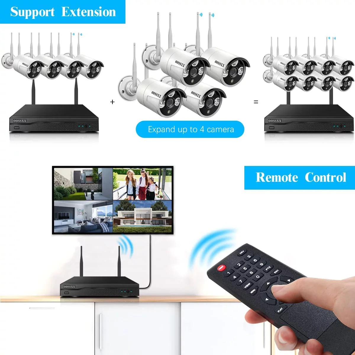 Dual Antennas 2K 3.0MP Wireless Security Camera System, Surveillance  Kits without Hard Drive, 4Pcs Outdoor WiFi Security Cameras