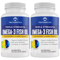 Truthentics Omega 3 Fish Oil 2400 mg (2 Pack) - 100% Pure Sea-Harvested Triple Strength Fish Oil - High   Omega 3 Fatty Acids - Lemon Flavor - 120 Burpless Softgels