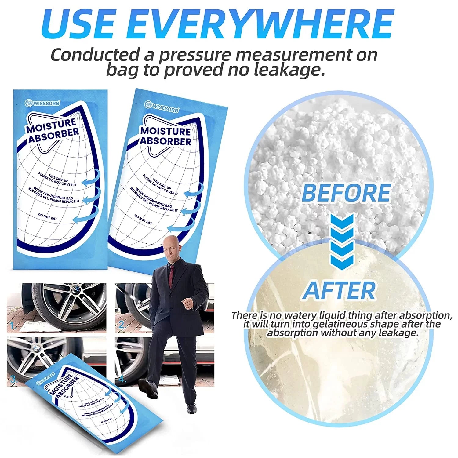 Wisesorb 25 Gram Moisture Absorbers, 30 Packs Dehumidifier Bags for Bathrooms, Basements, Rvs, Tyvek Packing Premium White Granule Humidity Packets Perfect for Closet