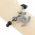 Pre-Owned  Chanel Coco Mark Bracelet Metal x Fake Pearl Plastic Silver/Black 09V Women's (Good)