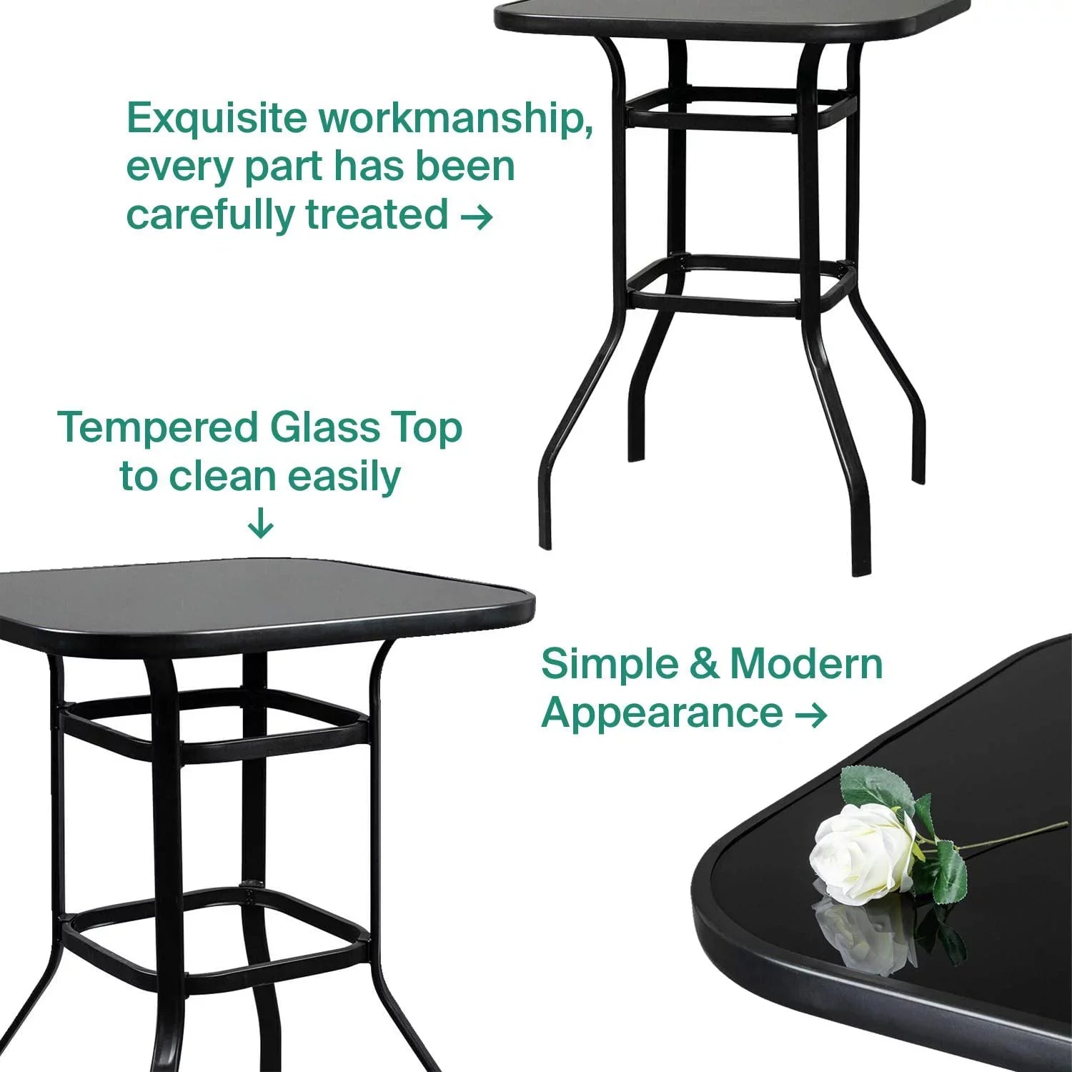 Violet Elegantly Designed Strong Tempered Glass Bar Table For Porch