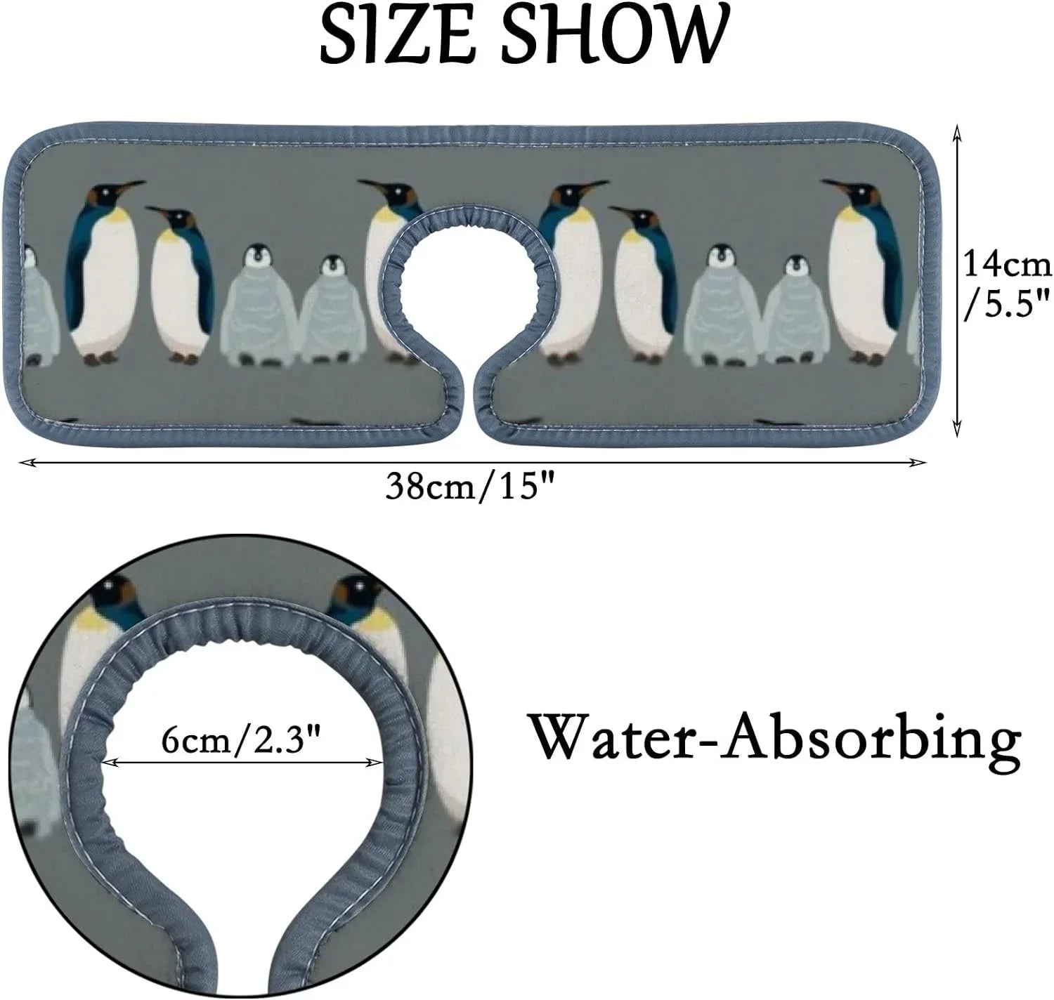 Bestwell 3PCS Faucet Absorbent Mat, Sea Bird Penguin Washable Sink Splash Guard Drip Catcher, Kitchen Bath Countertop Sinkmat Microfiber Drying Mats