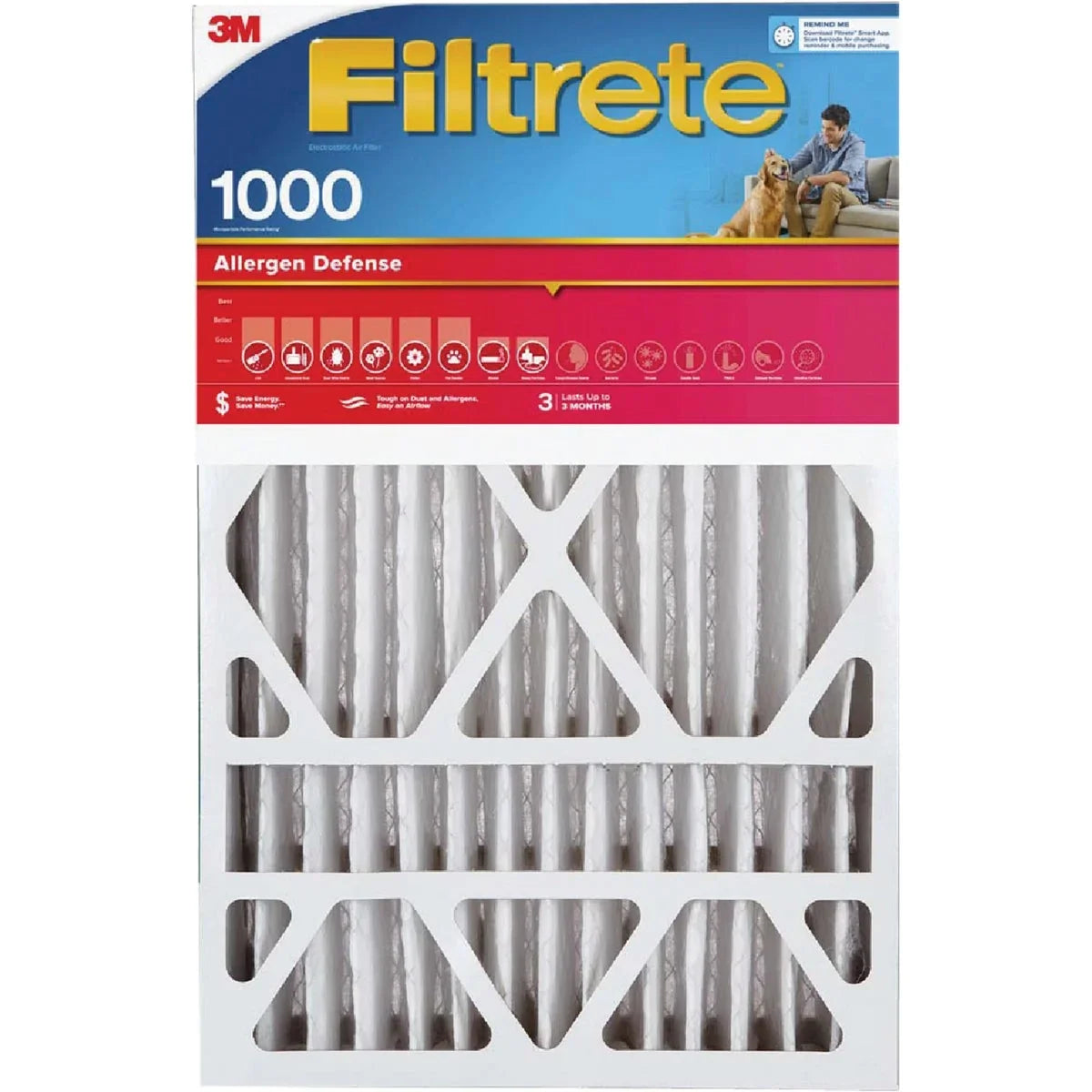 1 , Filtrete 16 In. x 20 In. x 1 In. Allergen Defense 1000/1085  Furnace Filter (2-Pack)