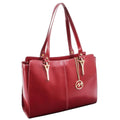 Glenna Leather Shoulder Tote, 97556, Red