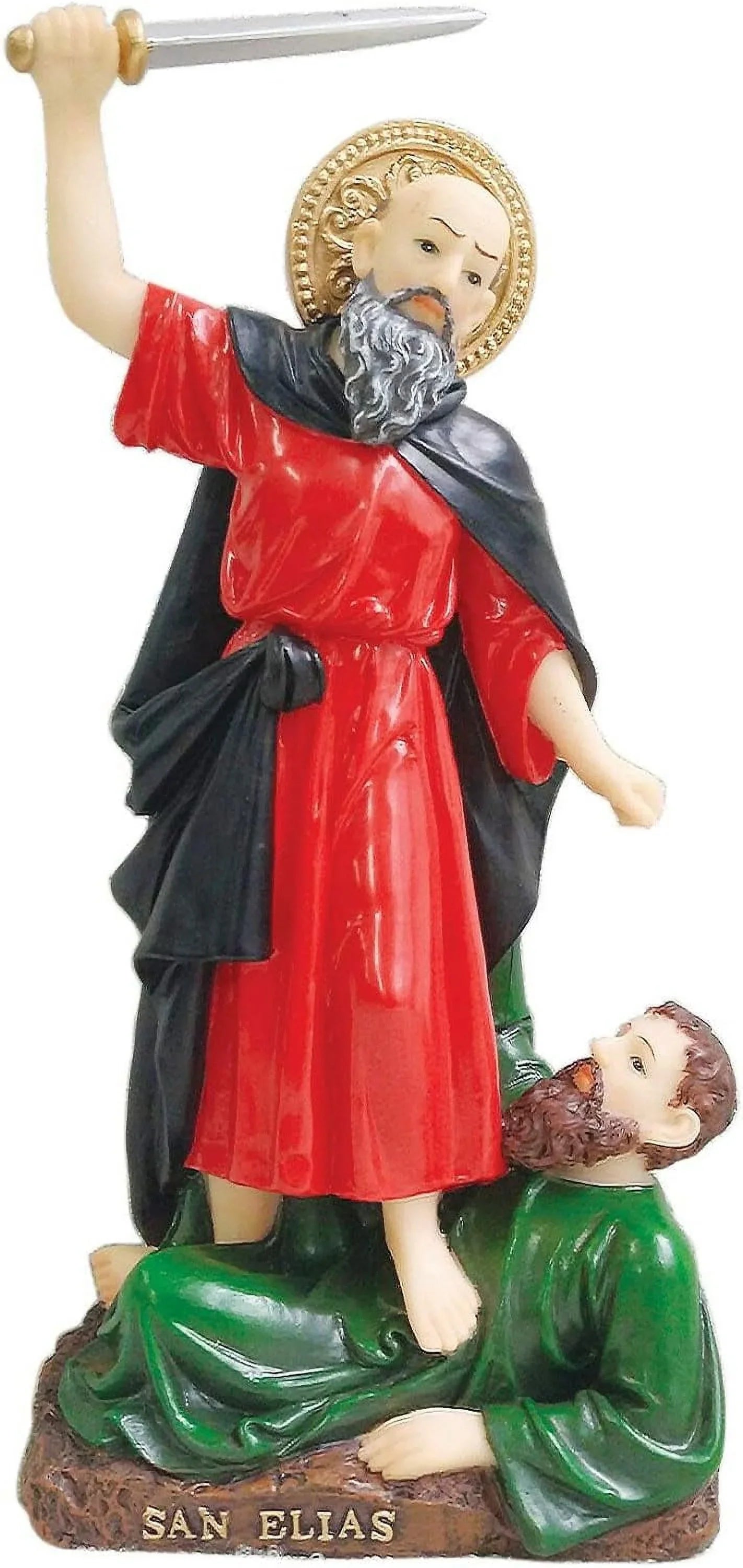 Saint St Elijah San Santo Elias Statue Religious Figurine Religious (8 Inch, Red)