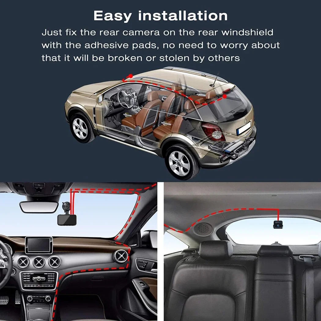 Toguard 4K Dash Cam Front and Rear Dual Dash Camera 3-inch   Car Camera with Parking Monitor, Loop Recording, -Sensor Function, Motion Detection, Built-in Battery