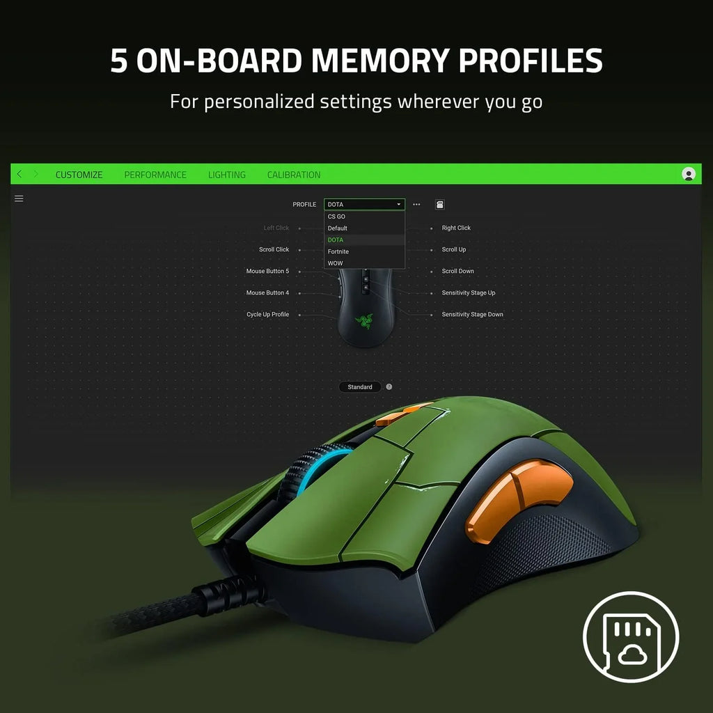 Razer DeathAdder  Gaming Mouse Halo Infinite Edition Certified Refurbished