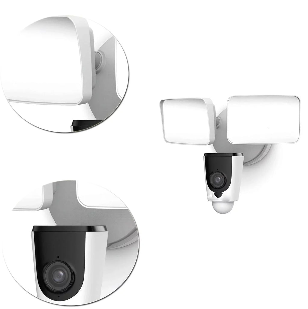 Floodlight Camera, Smart Home 1080P Security Outdoor Camera Wireless WiFi with Flood Light, Built-in Siren Alarm, 114 View,  Waterproof, MicroSD & Cloud Storage,