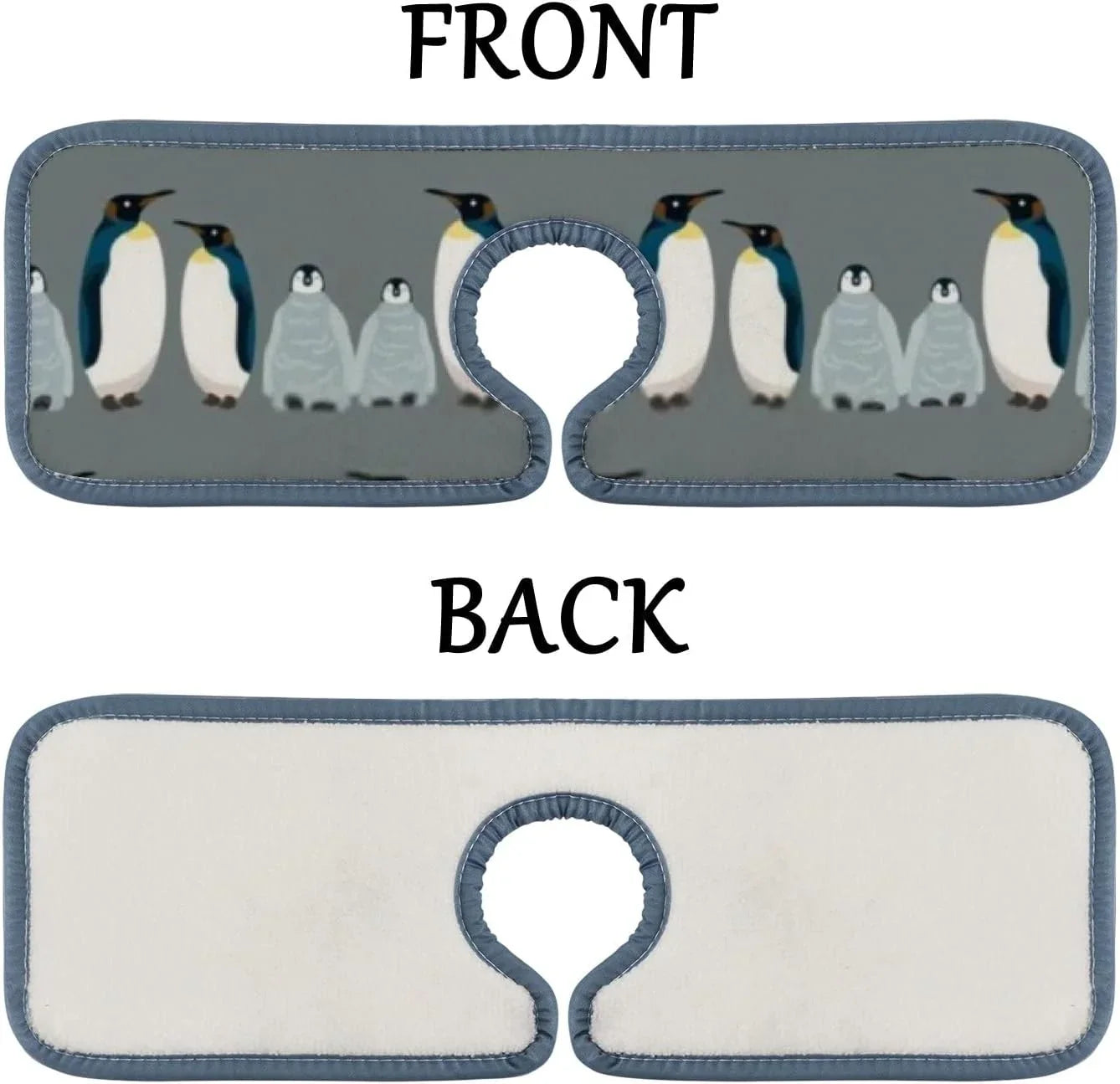 Bestwell 3PCS Faucet Absorbent Mat, Sea Bird Penguin Washable Sink Splash Guard Drip Catcher, Kitchen Bath Countertop Sinkmat Microfiber Drying Mats