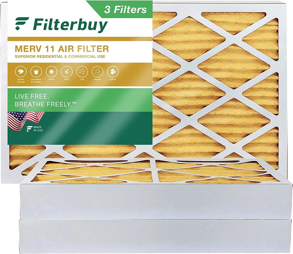 Filterbuy 10x25x4  11 Pleated   Furnace Air Filters (3-Pack)