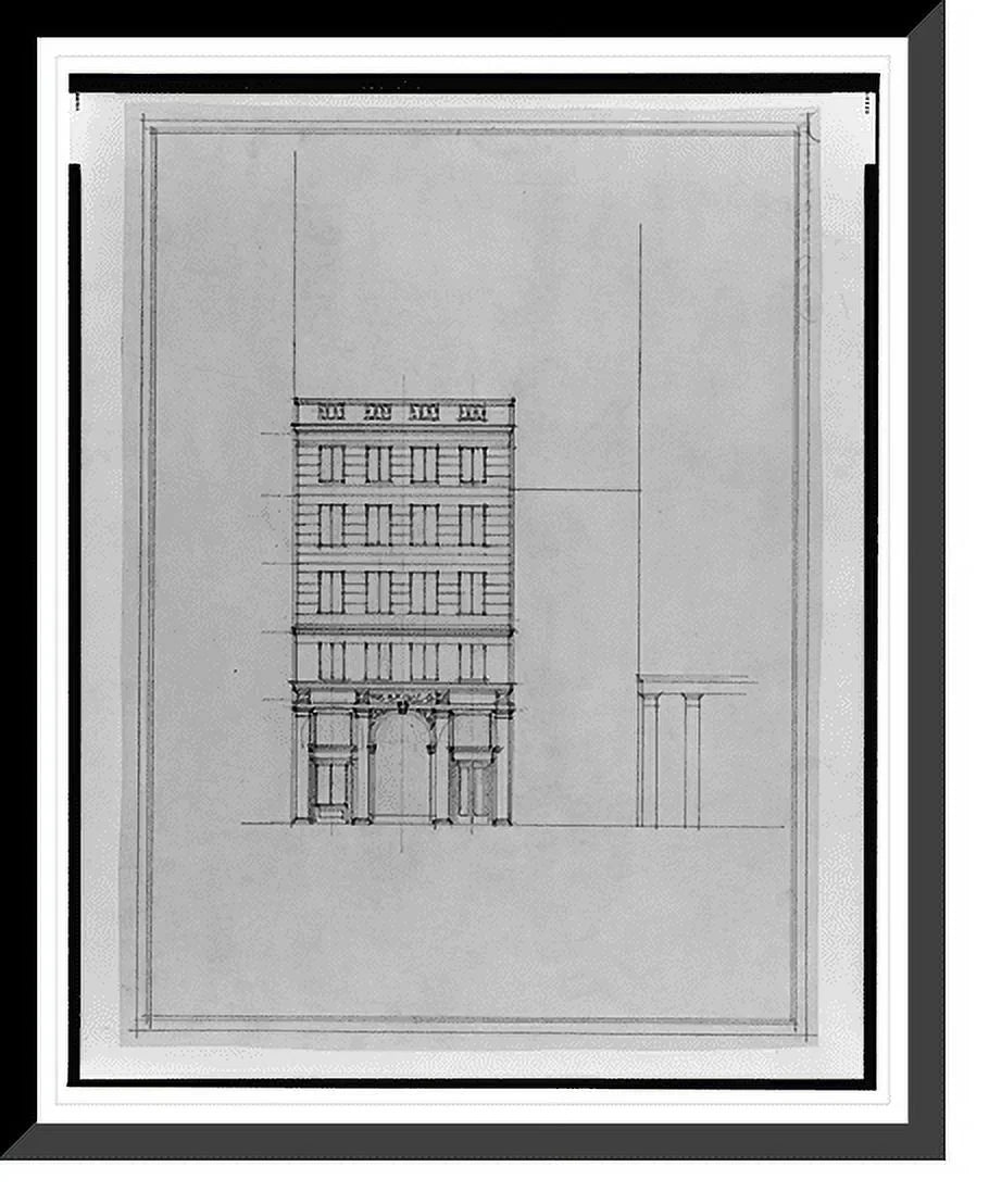 Historic Framed Print, [Two office buildings for .. Saul, 15th Street, .. (lots 69 and 10, square 218), McPherson Square, Washington, .. Front elevation] - 2, 17-7/8" x 21-7/8"