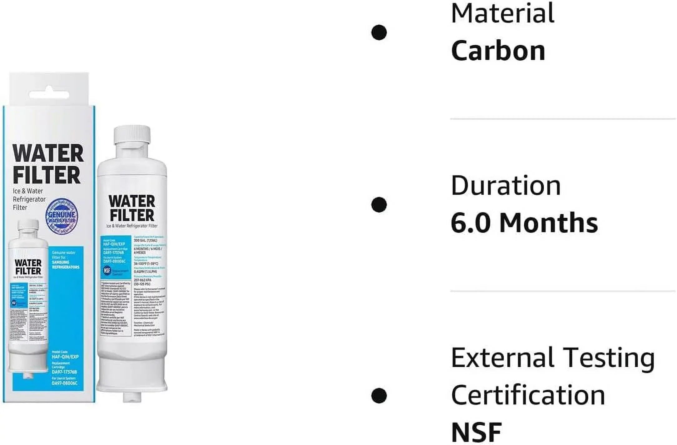 '-17376B Filter for Refrigerator Water and Ice, Carbon Block Filtration, Removes 99% of Harmful Contaminants for Clean, Clear Drinking Water, 6-Month Life, -/,( 3 Pack )