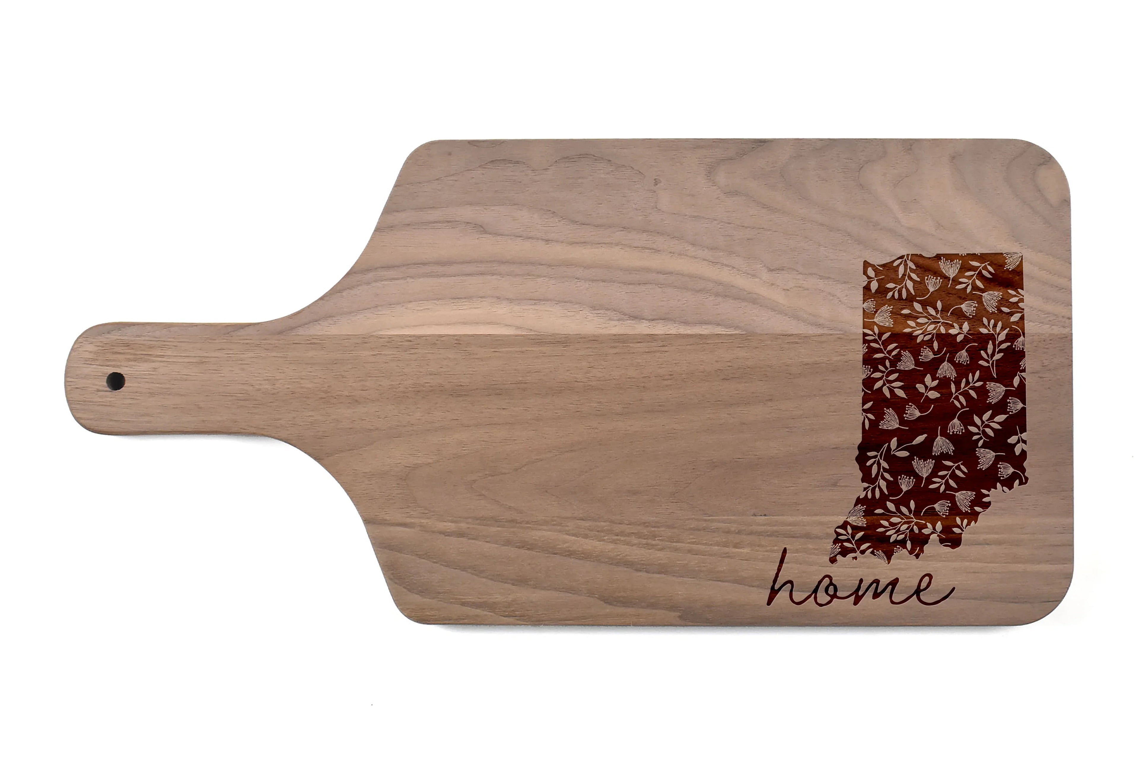 Creative Products Floral Home State - Indiana 17 x 8 Walnut Paddle Cutting Board