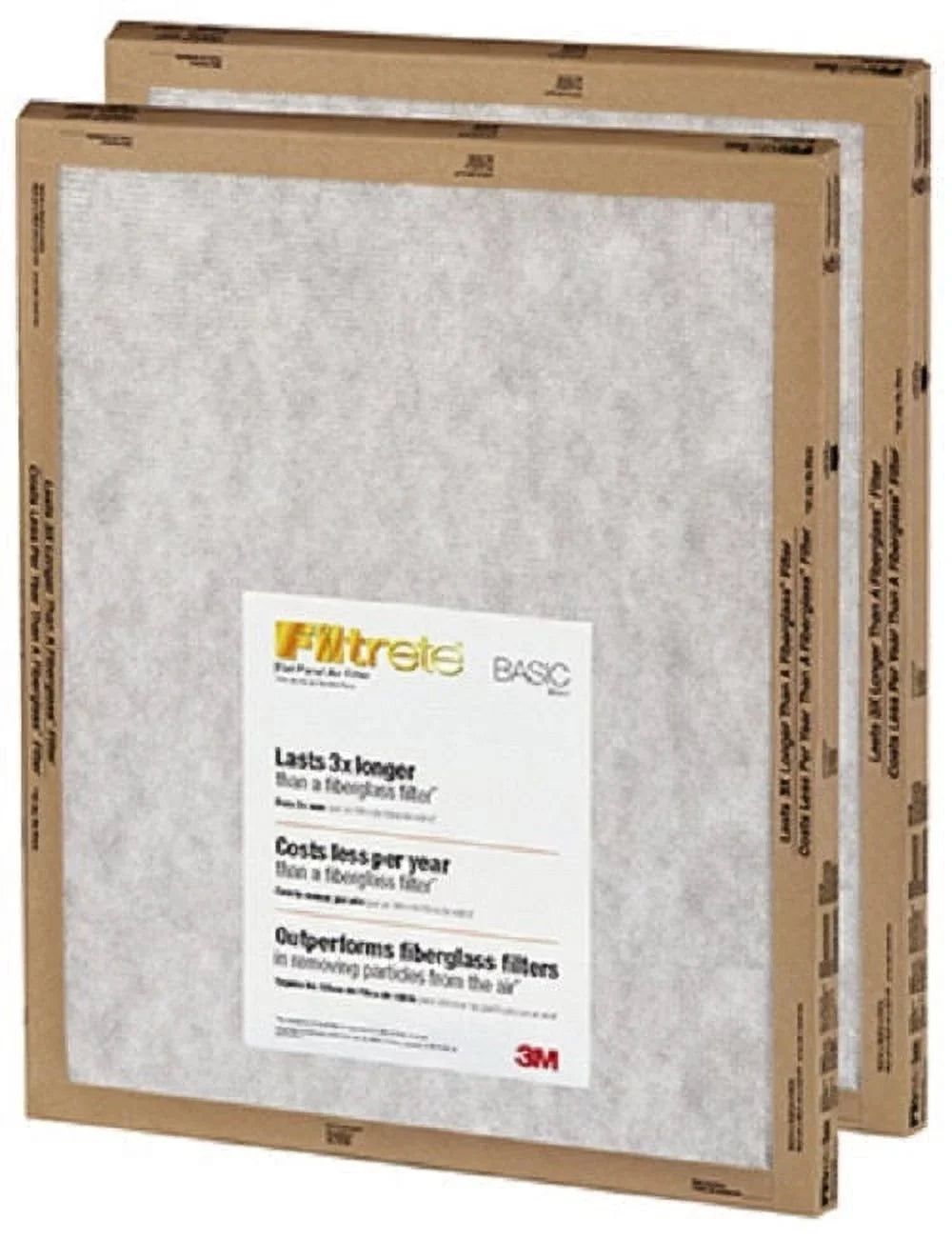 3M -2PK-24 Filtrete 2 Pack 14" x 14" x 1"  2 Basic Flat Panel Disposable Air Filters - Quantity of 24