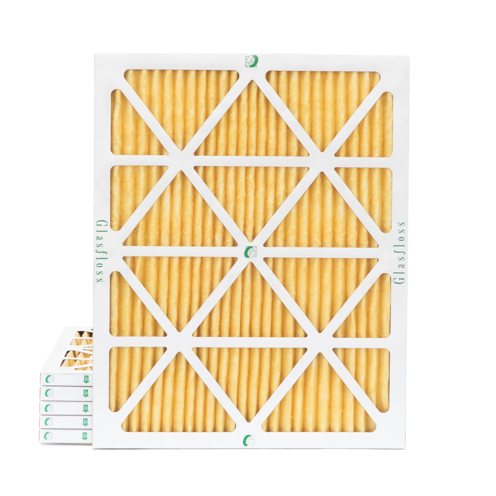 6 Pack of 18x24x1  11 Pleated Air Filters by Glasfloss. Actual Size: 17-1/2 x 23-1/2 x 7/8