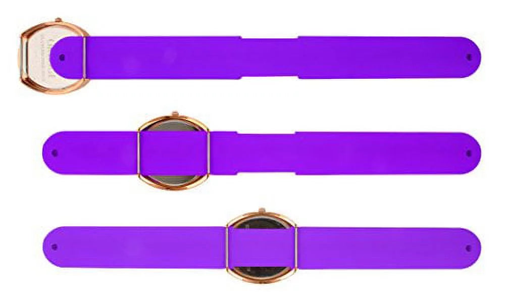Interchangeable 5 Band Slap Watch Gift Set Rose Gold Large Roman Numeral Dial