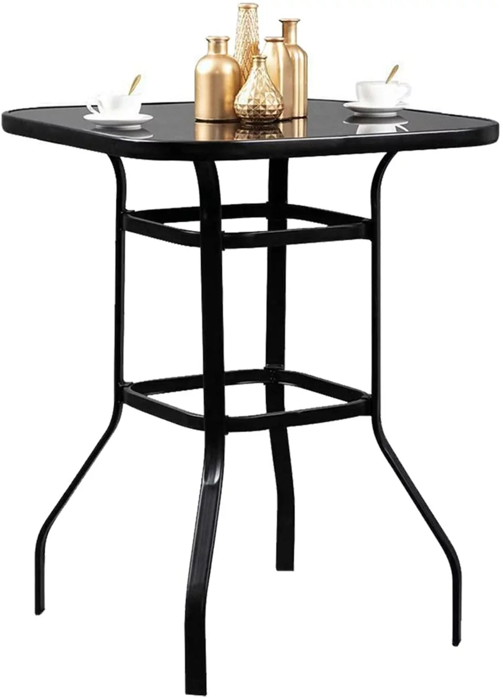 Violet Elegantly Designed Strong Tempered Glass Bar Table For Porch
