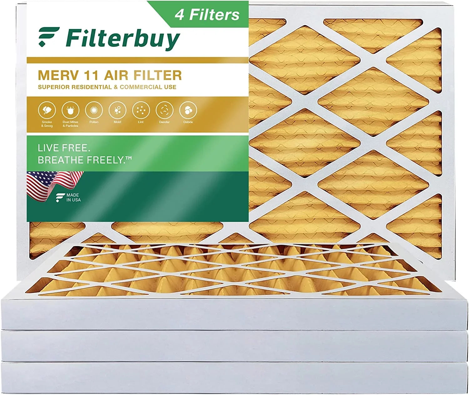Filterbuy 16x25x2  11 Pleated   Furnace Air Filters (4-Pack)