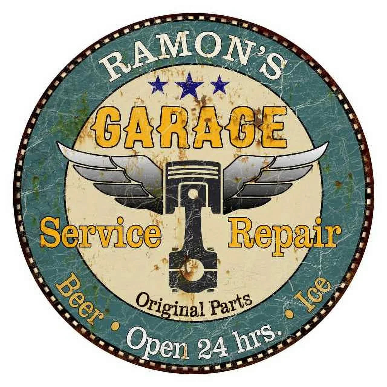 ' Garage 14" Round Metal Sign Man Cave Home Wall Decor 100140027218