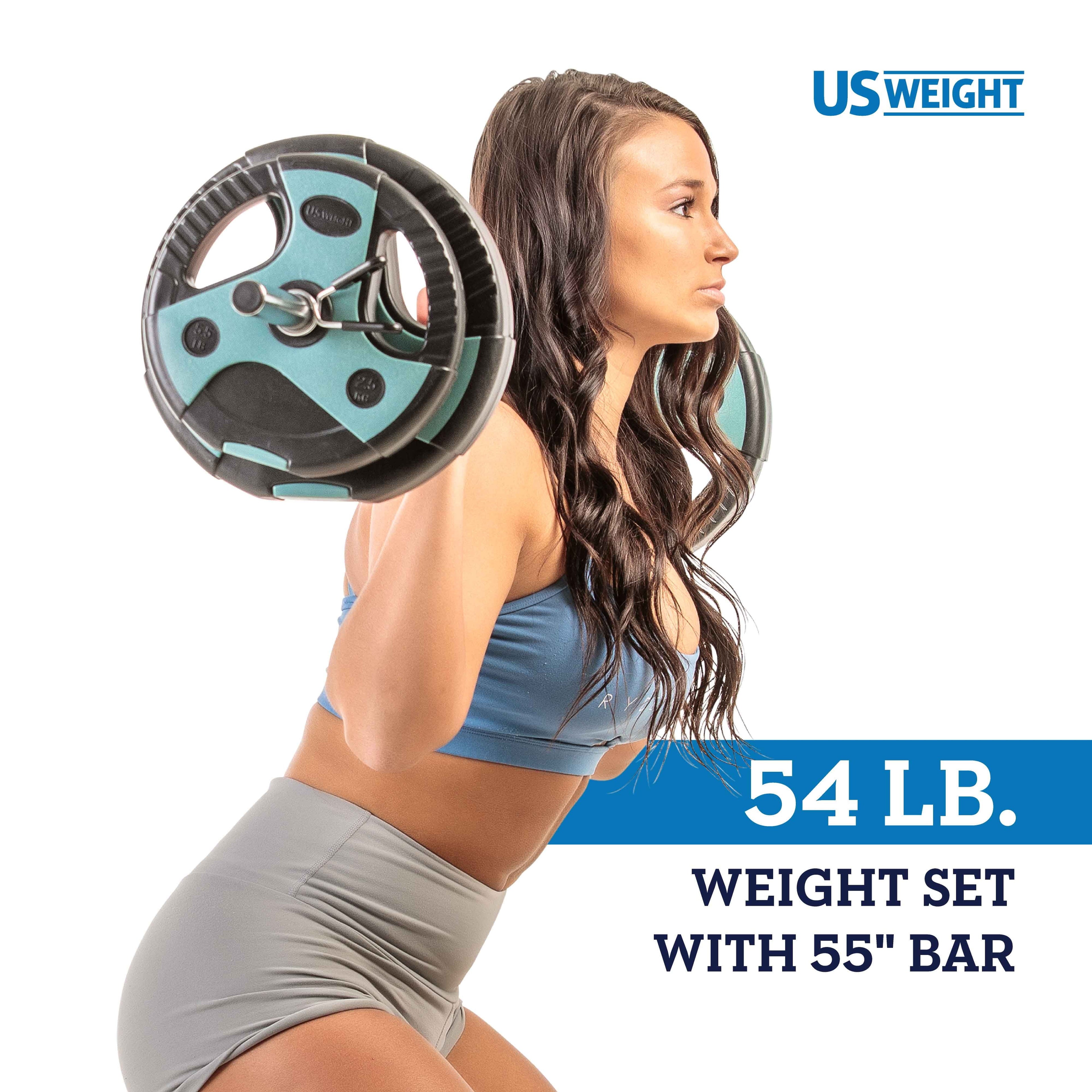 Weight 54 lb. Weight Set with 55-inch Bar and Grip Weight Plates