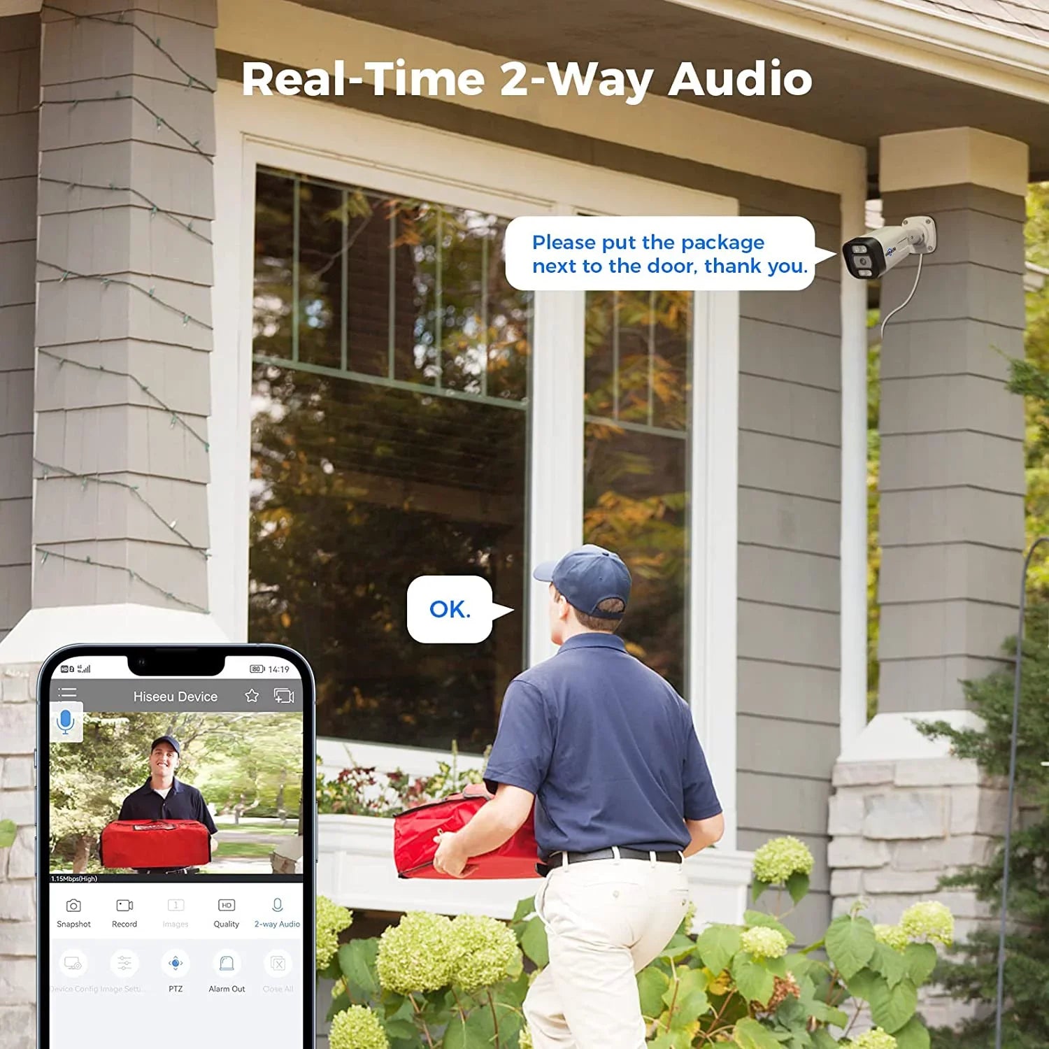 Hiseeu [2 Way Audio] 5MP  PoE Security Camera, Security Camera Outdoor&Indoor,  Waterproof, Night Vision, Human/Vehicle Detect Compatible PoE Security Camera System for 24/7 Record