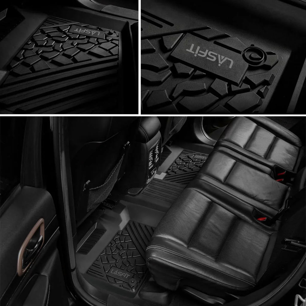 Lasfit Car Floor Liners for 2016-2021 Jeep Grand Cherokee ( Jeep Cherokee )  & Jeep Grand Cherokee  2022, All Weather  Vehicle Floor Mats Set, 1st and 2nd Row, Fit Bench Seating only, Black