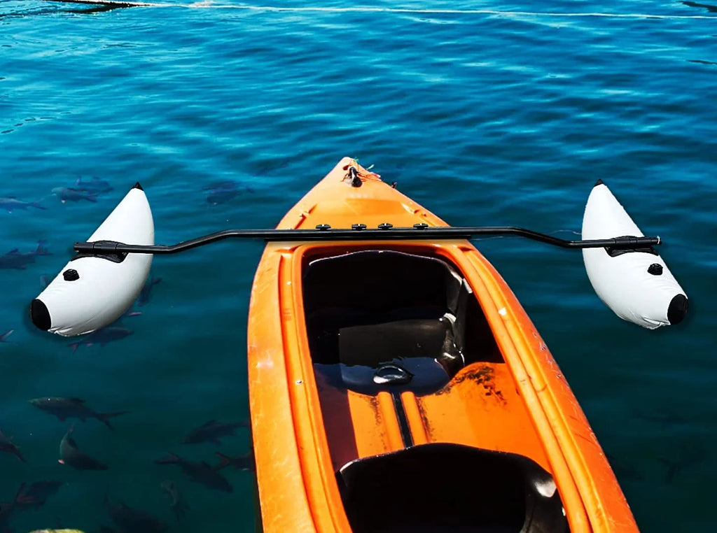 Pactrade Marine Boat Kayak Canoe Outrigger Stabilizer System  Inflatable Float Buoy Buoyant Fishing Grey Gray Tube Sidekick Arm Kit Breath Kayaking Rod Adjustable Accessories Repair Patches Outdoor