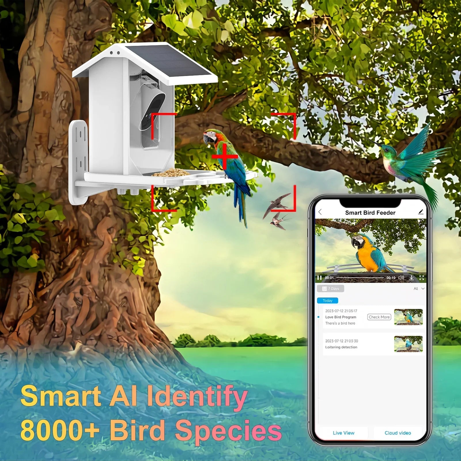 Aibecy Low Solar Bird Camera 1080P Night Vision Camera  Waterproof for Birds and Wildlife