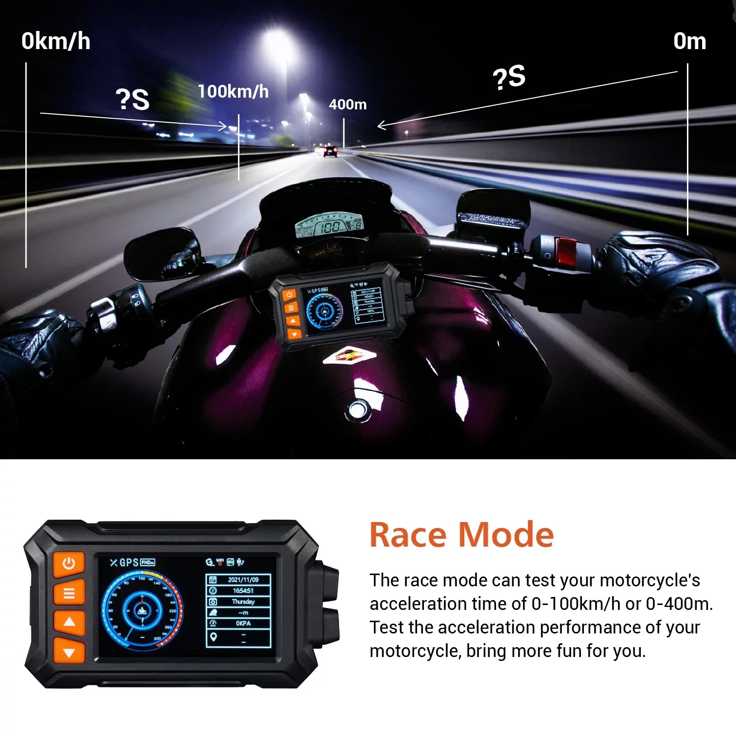 Dual 2K 30fps/1080P 60fps Motorcycle Camera, All Waterproof Dash Cam 3''  Front and Rear 150° Wide Angle with Wired Remote, Wi-Fi, ,  and Race Mode, Max up to 256GB