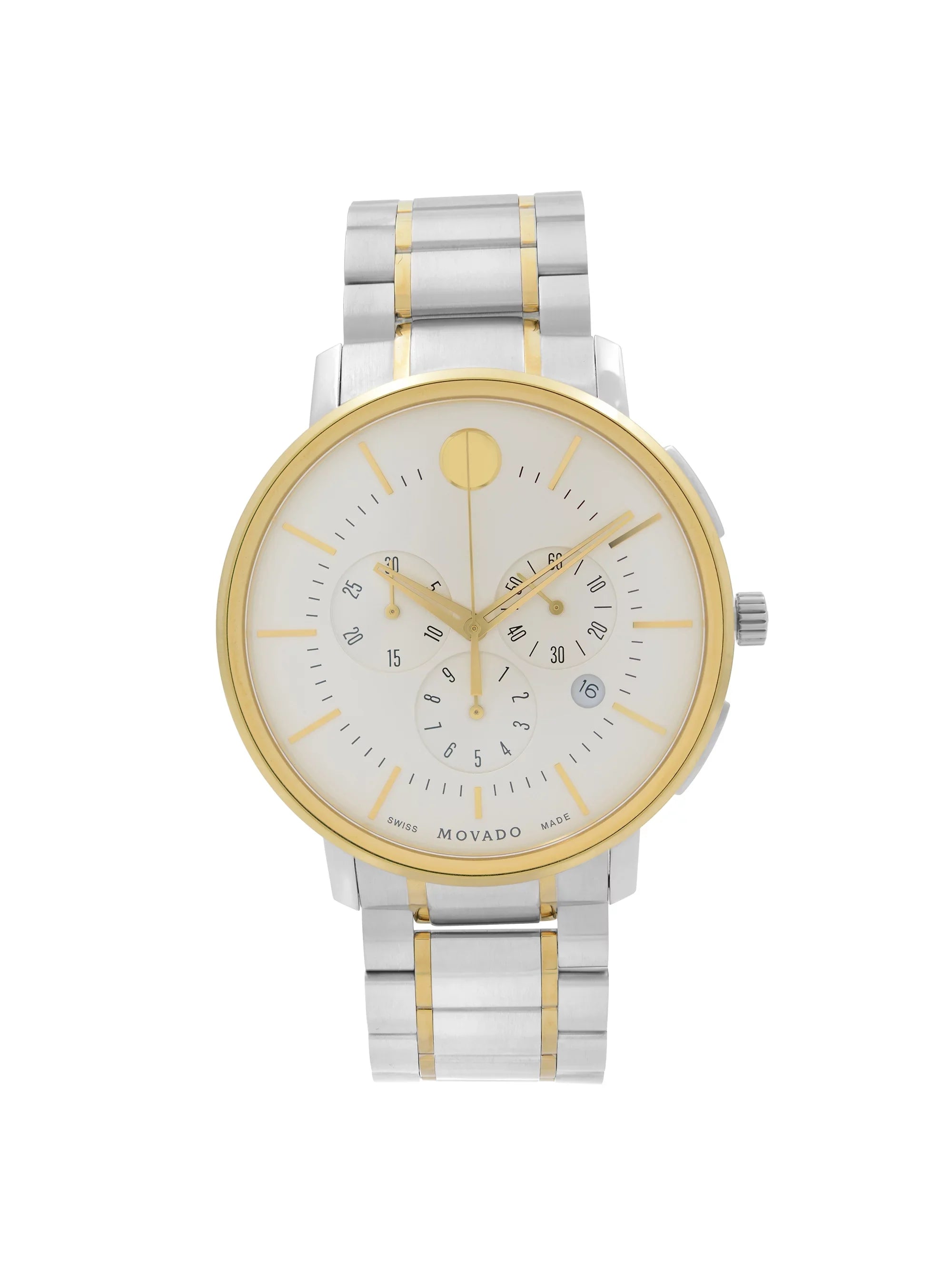Movado Thin Classic 42mm Two-Tone Steel Silver Dial Quartz Mens Watch 0606887