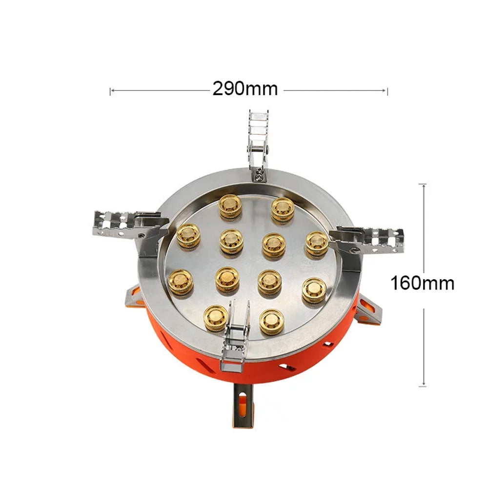 12-Core Camping Stove, Windproof and High-Power Gases Stove - Outdoor Furnace for Camping