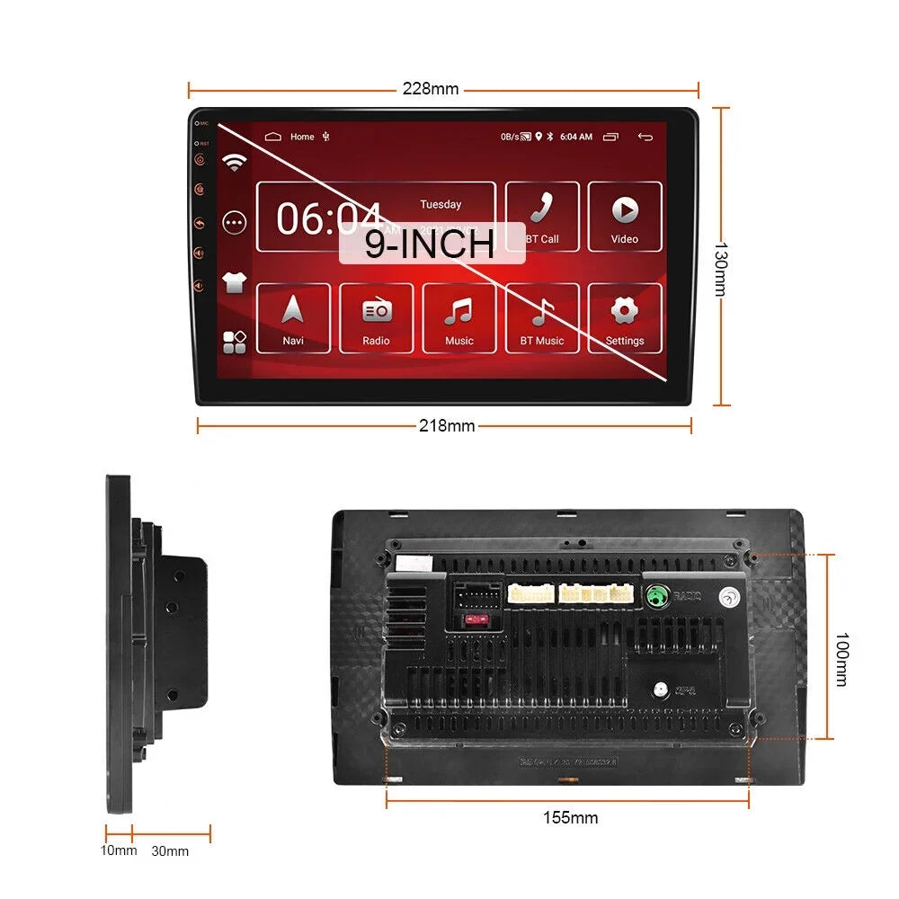 Android 2+32GB Car Stereo Wireless Carplay Android Auto Double Din Radio 9" 1280*720  Screen WiFi  Navigation Bluetooth  / Receiver  Backup Camera