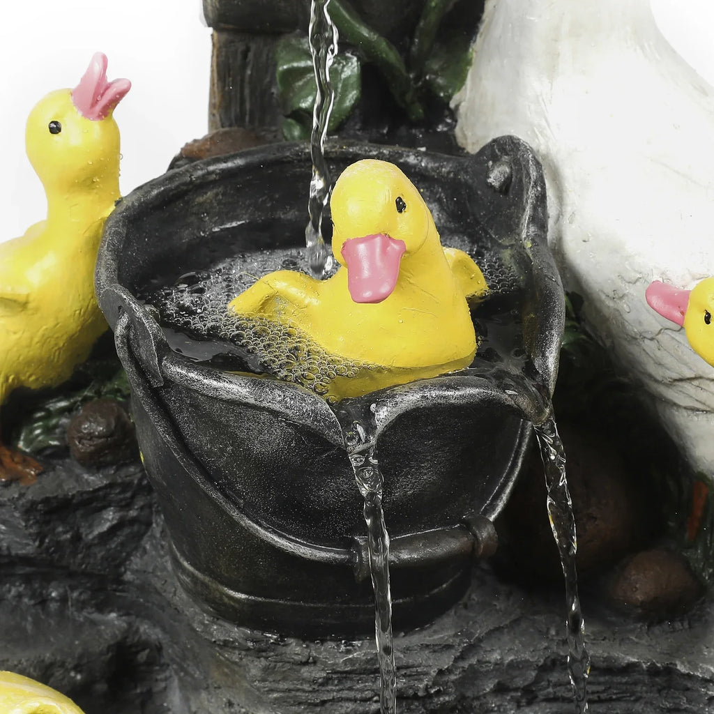 HomeStock Resin Antique Ambiance Duck Family Bath Outdoor Fountain