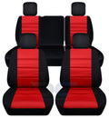 '-Designenclosures Fits 2011-2012 Jeep Wrangler  4-Door Cotton Seat Covers:Black and Red - Front & Rear Split Bench
