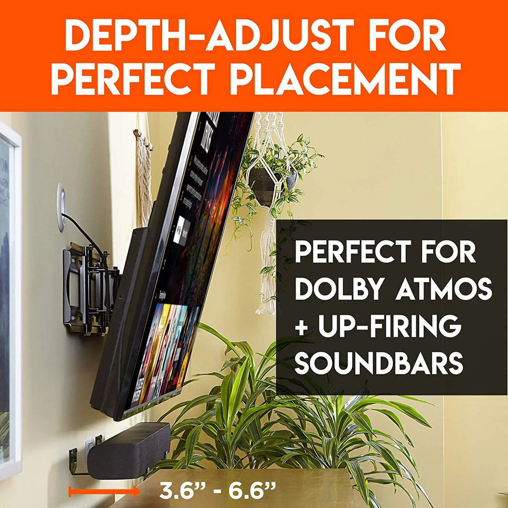 Echogear Universal Soundbar Wall Mount Bracket - Works with All Soundbars Including Samsung, Vizio, Roku, & More - Depth Adjustable for Dolby Atmos Soundbars