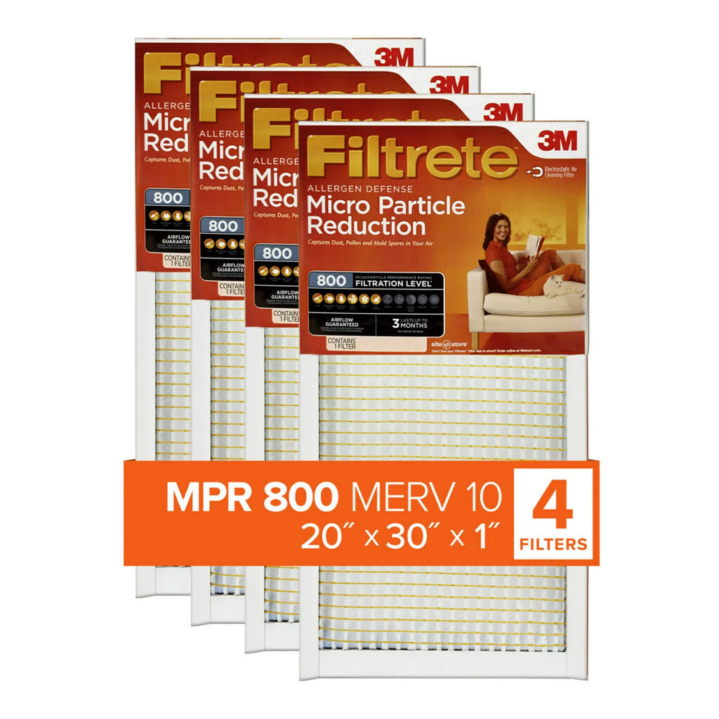 Filtrete 20x30x1 Air Filter,  800  10, Micro Particle Reduction, 4 Filters