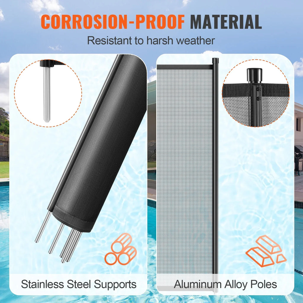 4 x 12 ft  Pool Fence Detachable Pool Fence for Outdoor Underground Swimming Pools