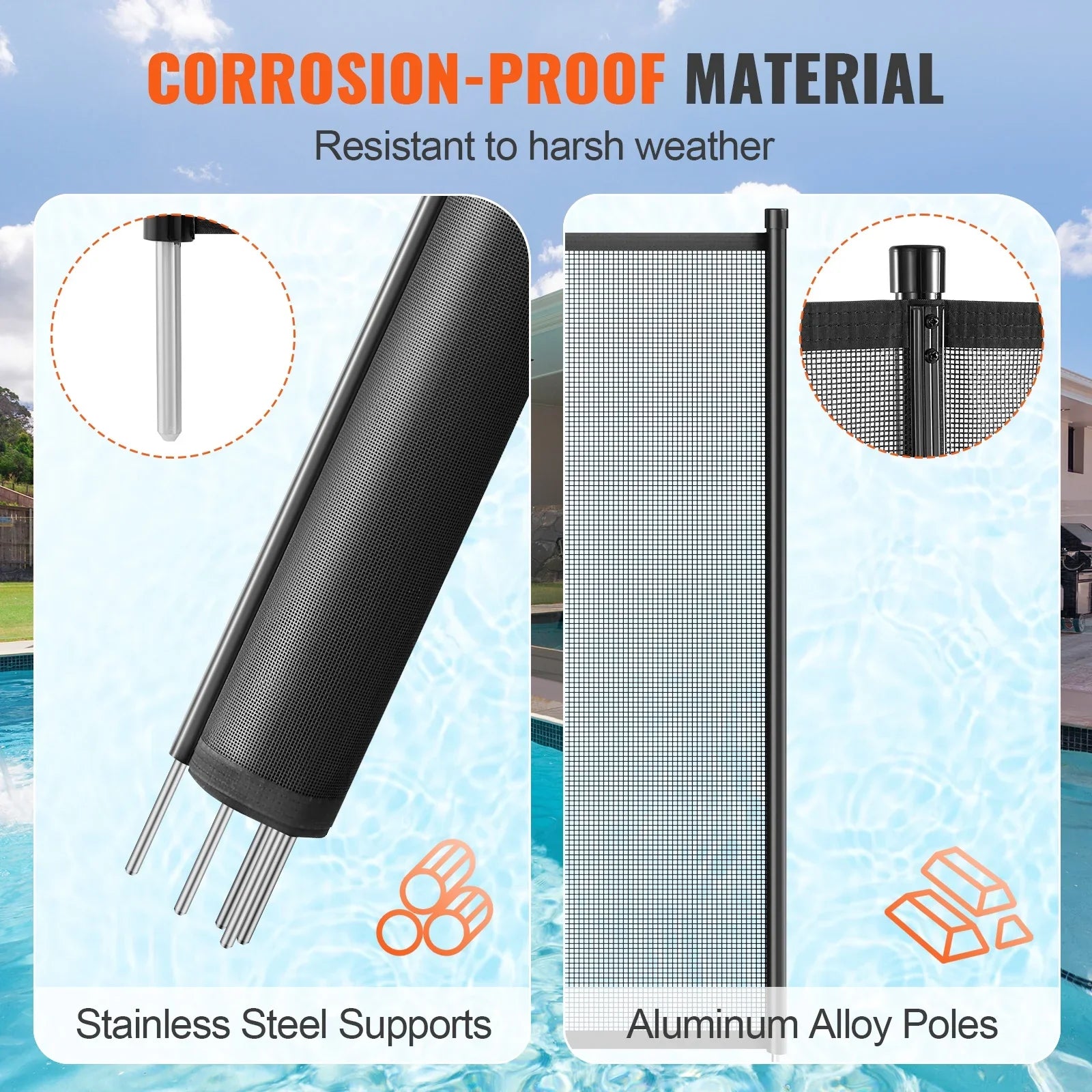 4 x 12 ft  Pool Fence Detachable Pool Fence for Outdoor Underground Swimming Pools