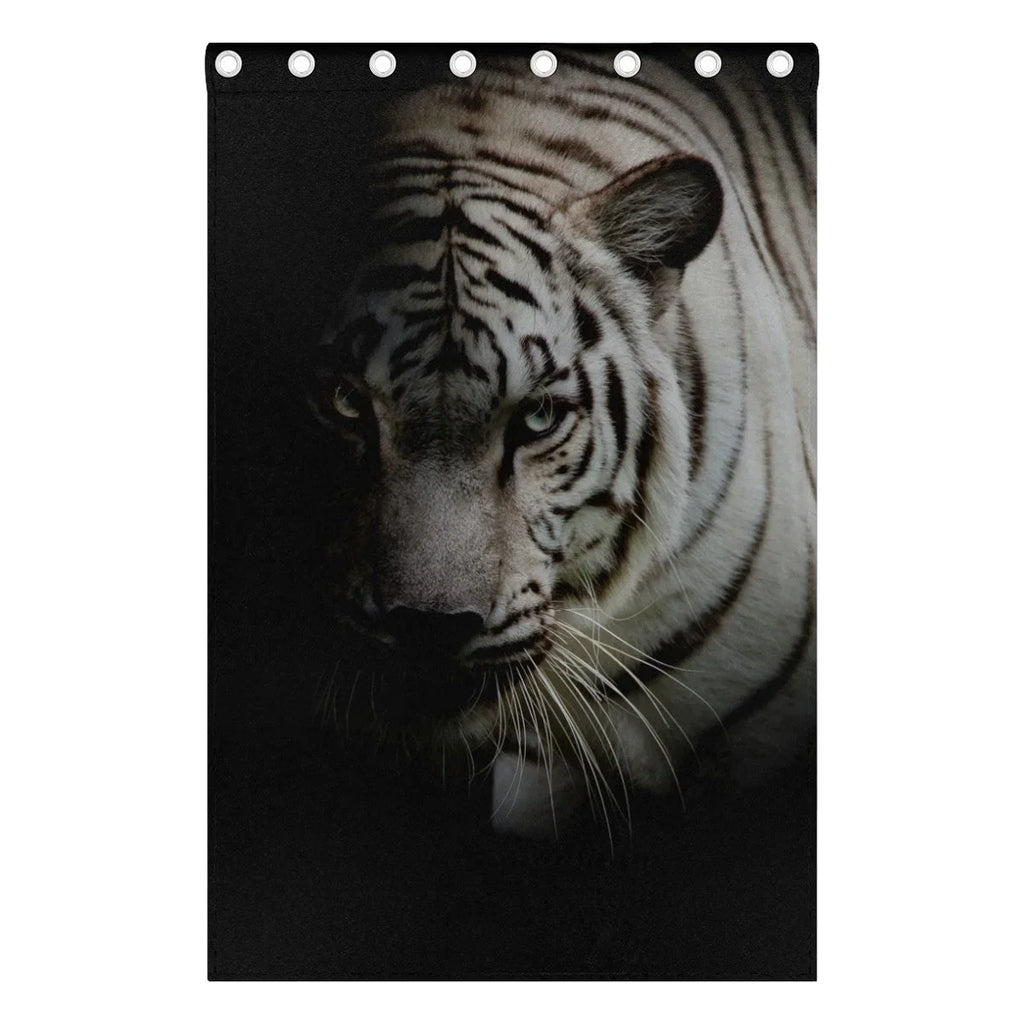 POPCreation White Tiger Isolated On Black Background Window Curtain Blackout Curtains Darkening Thermal Blind Curtain for Bedroom Living Room,2 Panel (52Wx84L Inches)