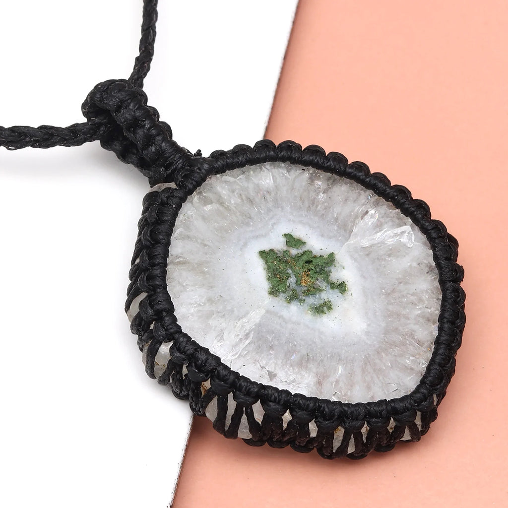 Solar Drusy Gemstone Holloween Gifted Jewelry Macrame Gift For Her Necklace