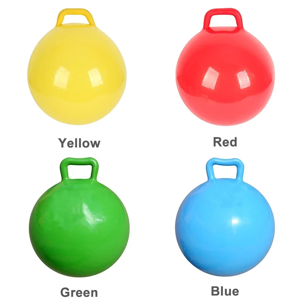 Lixada Pure Color Inflatable Bouncing Ball Kids Jumping Hop Ball with Handle for Adults Children Exercise Toy