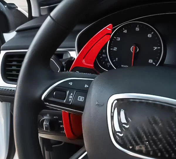 Xotic Tech Steering Wheel Paddle Shifter Cover Trim,  Aluminum Alloy, Compatible With Audi                   (Red)